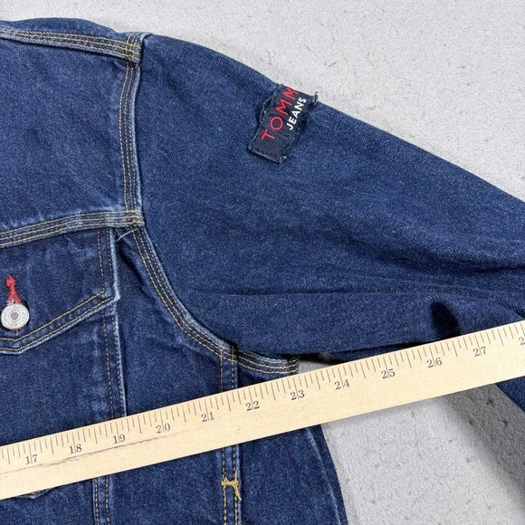 Vintage Tommy Jeans Jacket Mens Medium Blue Denim Trucker Jean Rinse Wash 90s